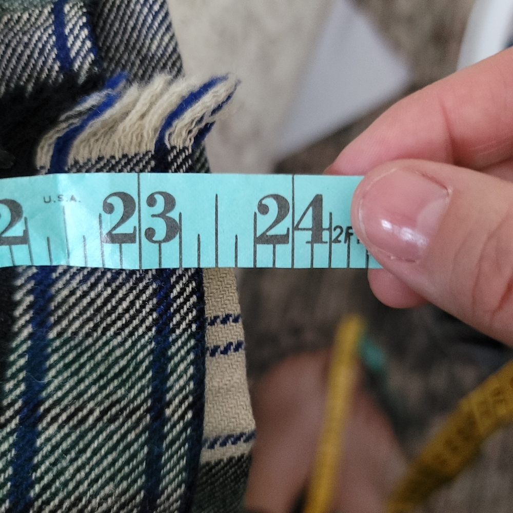 Mosbrook vintage pure wool skirt green tartin plaid Green Navy White - Picture 8 of 8